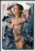 Koi, digital painting, surreal painting, fantasy art, nudes, painting, illusion