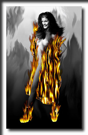 Fire, digital painting, surreal painting, fantasy art, nudes, painting, illusion
